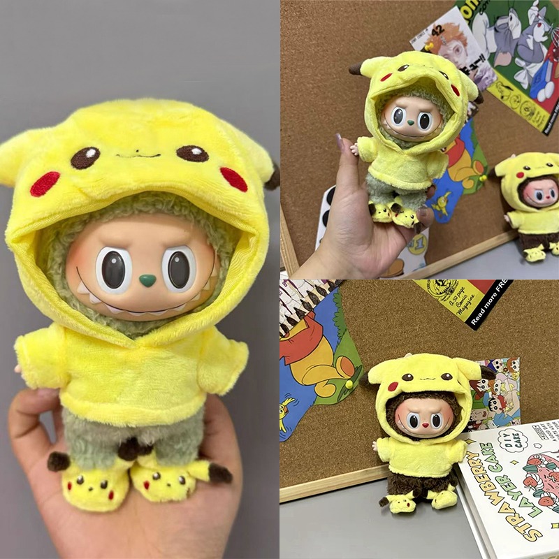 Baby Clothing Usa - 15～17cmのラビュブドール用、漫画風のかわいいピカチュウのぬいぐるみ服、靴セット、KPOP、カワイイ服、立ち姿勢の人形用
