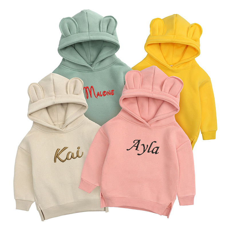 Baby Clothing Jumper - 子供のための刺繍されたクマのフーディ,パーソナライズされた名前のスウェットシャツ,ユニセックスの子供服,ベビーファッション,ギフト