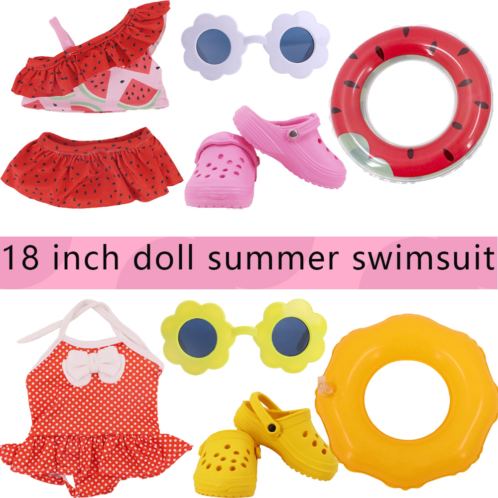 Baby Clothing Usa - ヘッドフラワー水着魚鱗スタイル 43 センチメートルベビードールアイテム & 18 インチアメリカンドールガール、世代アクセサリー服用