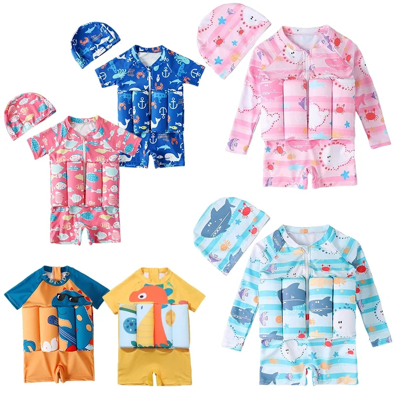 Baby Clothing Deals - 子供用漫画プリント水着、浮力水着、フローティングラッシュガード、男の子と女の子用の水着、水着、子供用水着、1個