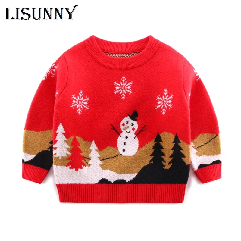 Baby Clothing Jumper - 2025 秋冬子供クリスマスセータージャンパーコート子供服ベビー綿厚い少年少女ニットプルオーバー家族 3-16y