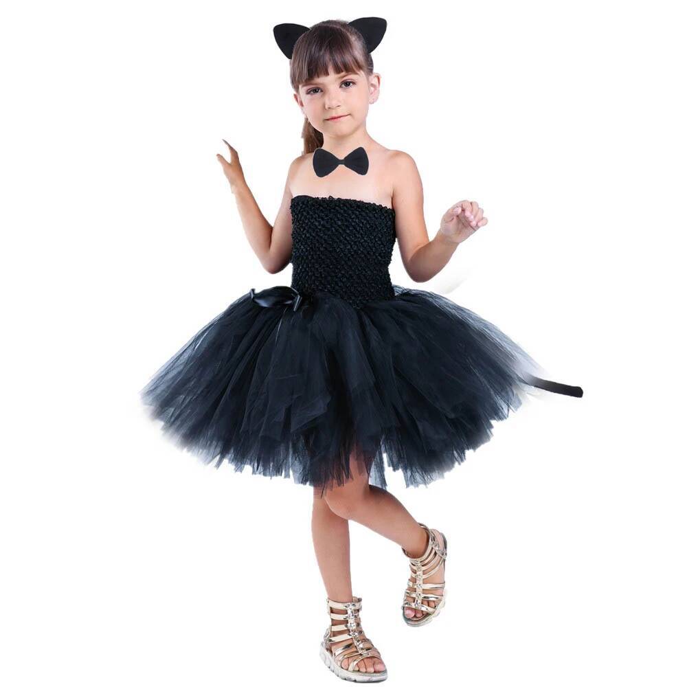 Baby Clothing Usa - かわいい黒猫チュチュドレス女の赤ちゃんの誕生日ドレス幼児子供ハロウィン衣装子供動物コスプレ衣装ソリッドブラック