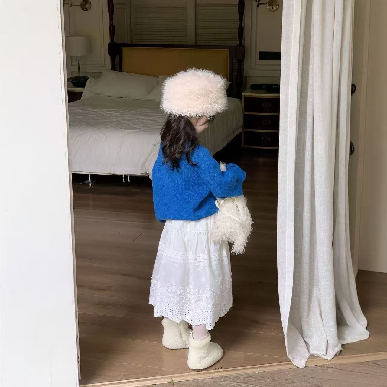 Baby Clothing Jumper - 春秋の女の赤ちゃんニットセータールーズブループルオーバー幼児キッズカジュアル暖かいジャンパー子供服 90-140 センチメートル