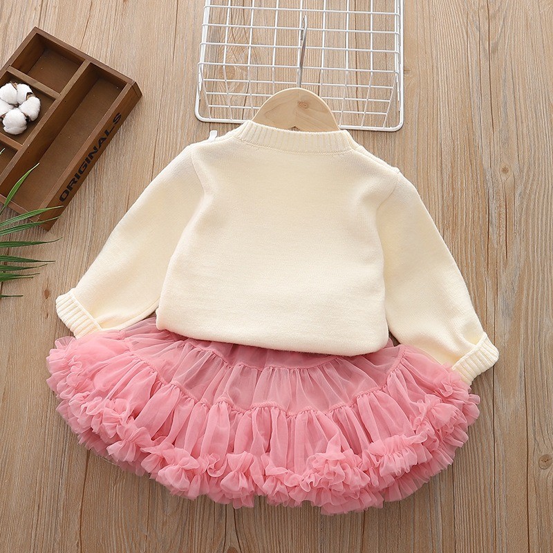 女の赤ちゃんのクマの愛のジャンパーとふわふわのスカートのセッ - Baby Clothing Jumper のレビューと価格