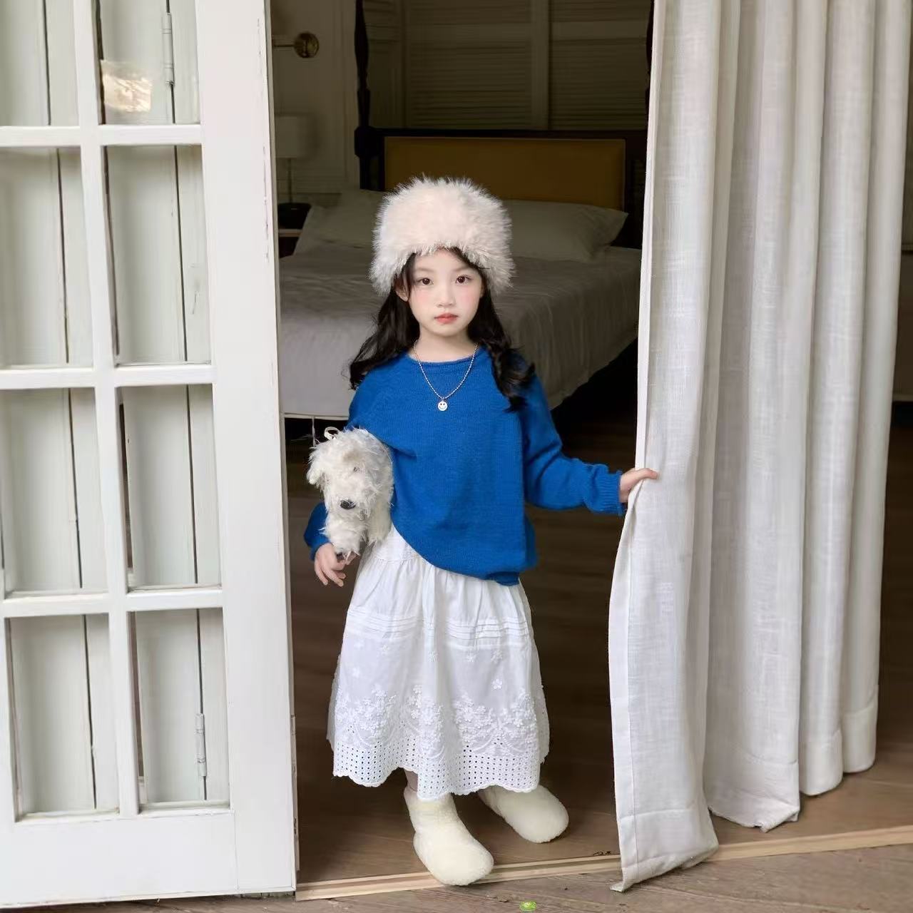 春秋の女の赤ちゃんニットセータールーズブループルオーバー幼児 - Baby Clothing Jumper のレビューと価格