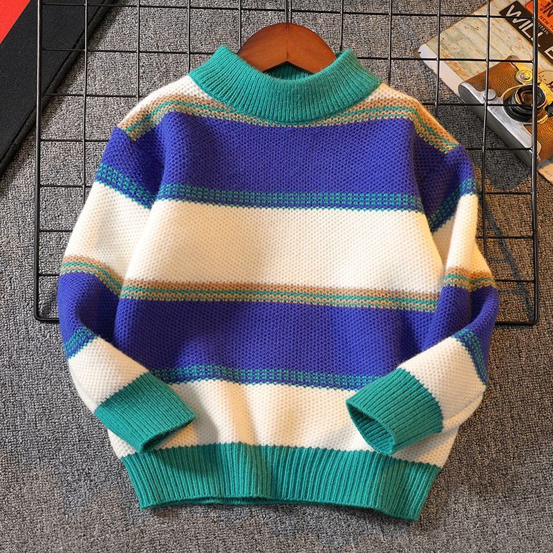 男の子ニットセーター新しい冬子供ストライプジャンパーキッズル - Baby Clothing Jumper のレビューと価格