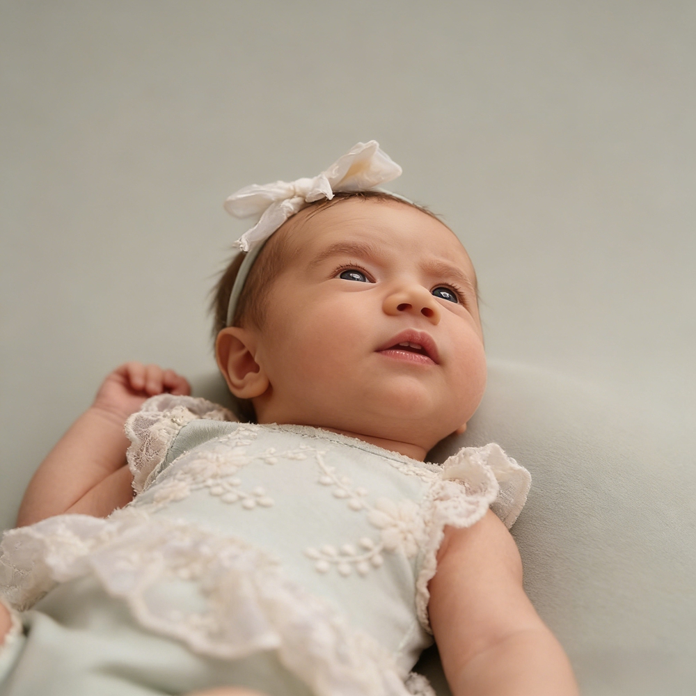 気まぐれな新生児女の子用パステルグリーンレースフリルロンパー - Baby Clothing Deals のレビューと価格